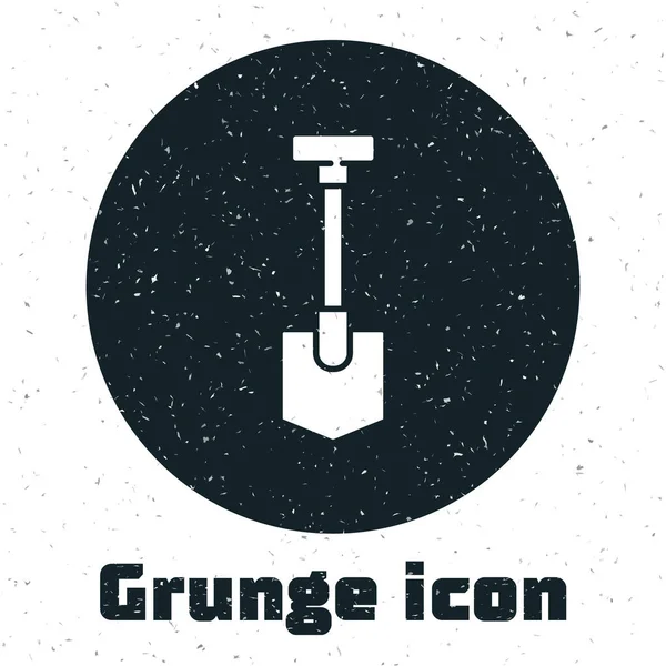 Grunge Shovel icoon geïsoleerd op witte achtergrond. Tuingereedschap. Gereedschap voor tuinbouw, landbouw, landbouw. Monochrome vintage tekening. Vector Illustratie — Stockvector