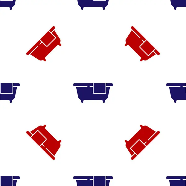 Ícone de banheira azul e vermelho isolado padrão sem costura no fundo branco. Vetor — Vetor de Stock