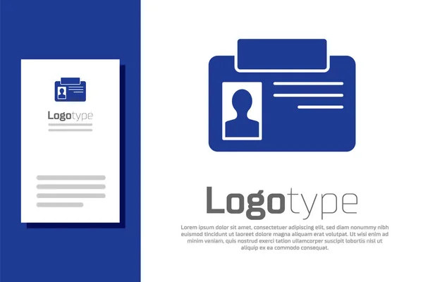 Ícone de crachá de identificação azul isolado no fundo branco. Pode ser usado para apresentação, identidade da empresa, publicidade. Elemento de modelo de design de logotipo. Vetor —  Vetores de Stock