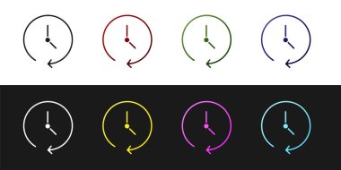 Saat simgesini siyah ve beyaz arkaplanda izole et. Zaman sembolü. Vektör