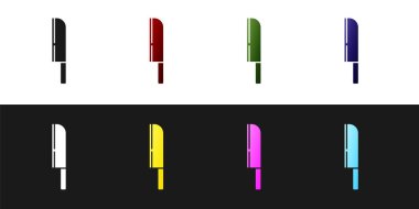 Bıçak simgesini siyah beyaz arkaplanda ayır. Çatal bıçak sembolü. Vektör