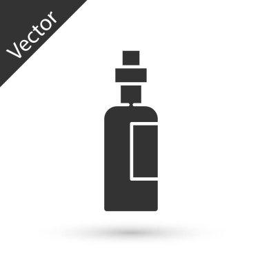 Beyaz arka planda izole edilmiş gri zeytinyağı ikonu. Zeytinyağı ikonlu sürahi. Vektör