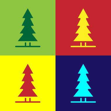 Pop Art Canadian Spruce simgesi renk arkaplanında izole edildi. Orman ladini. Vektör