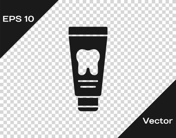 Black Tube of toothpaste icon isolated on transparent background. Vector — Stock Vector
