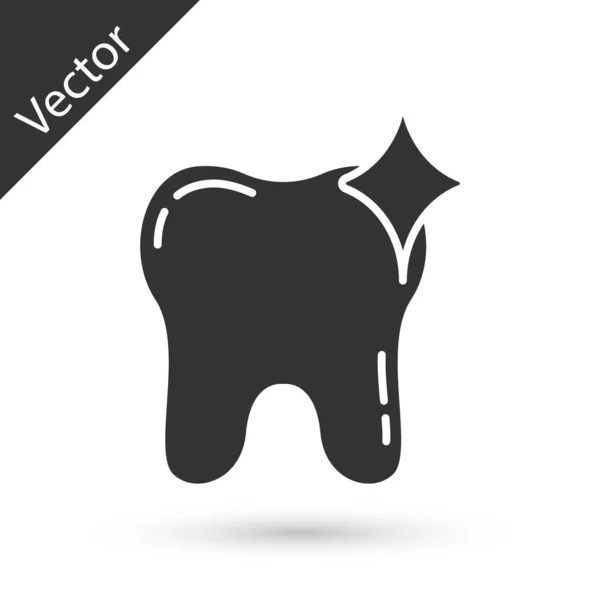 Иконка серого отбеливания зубов изолирована на белом фоне. Символ зуба для стоматологической клиники или стоматологического медицинского центра. Вектор — стоковый вектор