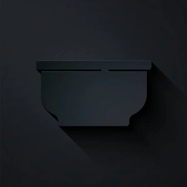 Corte de papel Icono del tazón aislado sobre fondo negro. Estilo de arte de papel. Vector — Vector de stock