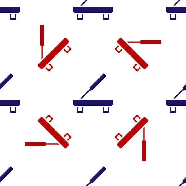 Bâton de spa parfumé bleu et rouge sur une icône de support en bois motif isolé sans couture sur fond blanc. Bâton d'encens. Procédure cosmétique aromathérapie. Vecteur — Image vectorielle