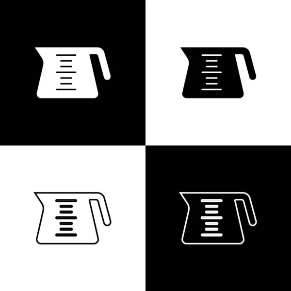 Définir l'icône de la cafetière isolée sur fond noir et blanc. Vecteur — Image vectorielle