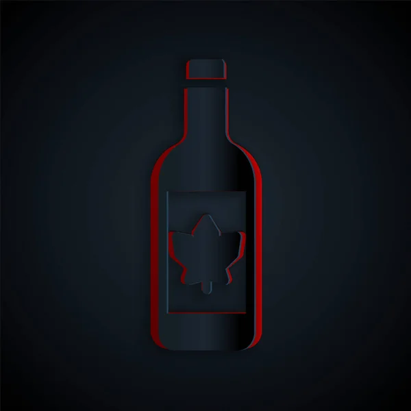 Pappersklipp Öl flaska ikon isolerad på svart bakgrund. Papperskonst. Vektor — Stock vektor