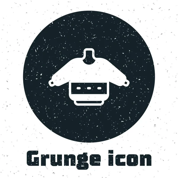 Jersey de Navidad Grunge con adornos noruegos y decoraciones navideñas icono aislado sobre fondo blanco. Jersey de punto de invierno. Dibujo vintage monocromo. Vector — Archivo Imágenes Vectoriales