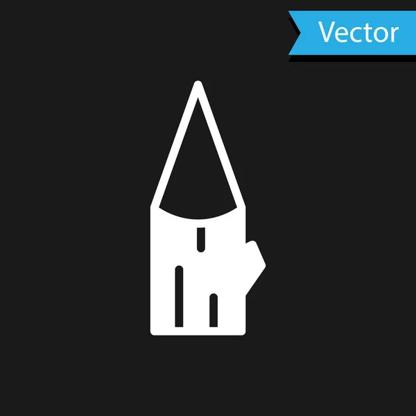 Weißes Holzlog-Symbol isoliert auf schwarzem Hintergrund. Vektor — Stockvektor