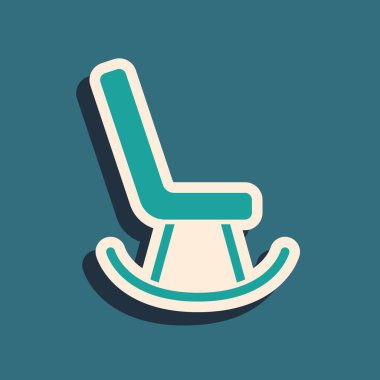 Yeşil Kol Koltuğu simgesi yeşil arkaplanda izole edildi. Uzun gölge tarzı. Vektör