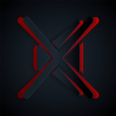 Kağıt kesiği Sözcü simgesi siyah arkaplanda izole edildi. Ses simgesi yok. Ses Kapalı sembolü. Kağıt sanatı tarzı. Vektör