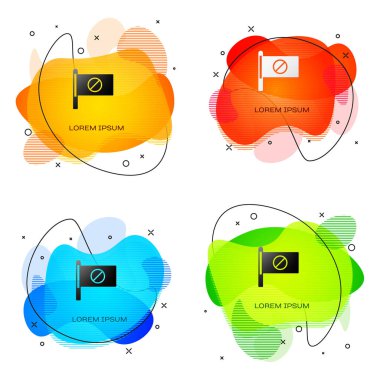 Siyah Protesto simgesi beyaz arkaplanda izole edildi. Toplantı, protestocu, grev, konuşma, pankart, protesto pankartı, dilekçe, lider, broşür. Sıvı şekilli soyut pankart. Vektör