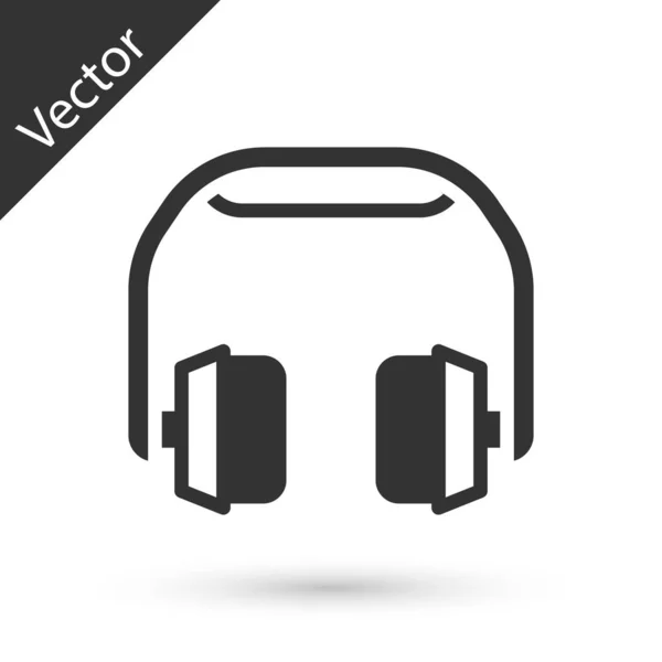 Ícone de fones de ouvido cinza isolado no fundo branco. Fones de ouvido. Conceito para ouvir música, serviço, comunicação e operador. Vetor — Vetor de Stock