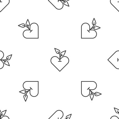 Gri çizgi kalp ikonu beyaz arka planda kusursuz desen izole etti. İlk yardım. Sağlık, tıbbi ve eczane işaretleri. Vektör