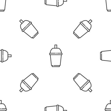 Gri çizgi kahve fincanı beyaz arka planda izole edilmiş bir ikon haline gelecek. Vektör