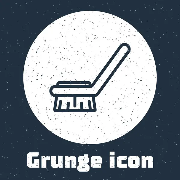 Grunge line Brosse pour nettoyer l'icône isolée sur fond gris. Concept de service de nettoyage. Dessin vintage monochrome. Illustration vectorielle — Image vectorielle