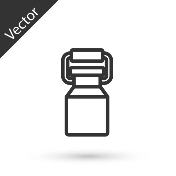Línea gris Contenedor de latas para icono de leche aislado sobre fondo blanco. Vector — Vector de stock