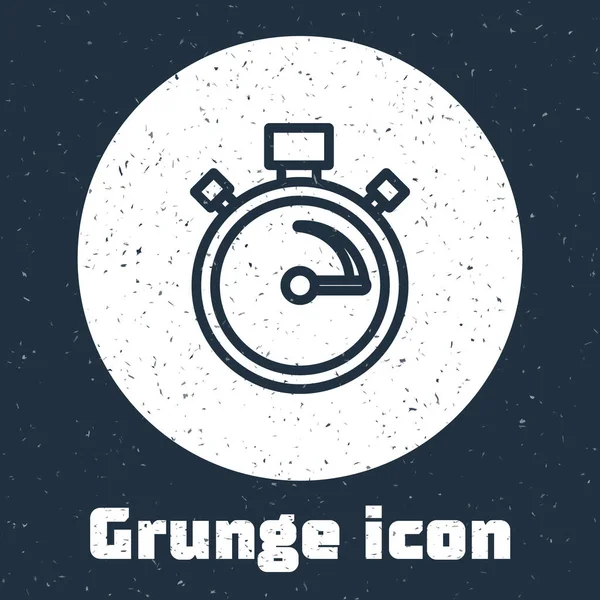 Grunge line Stopwatch 아이콘은 회색 배경에서 분리되었습니다. 타임 타이머 사인. 크로노미터 사인. 모노크롬 빈티지그리기. Vector — 스톡 벡터