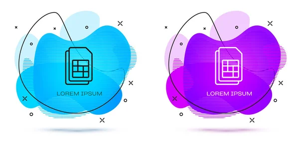 Line-Sim-Card-Symbol isoliert auf weißem Hintergrund. Handy-Sim-Karten-Chip. Symbol für mobile Telekommunikationstechnologie. abstraktes Banner mit flüssigen Formen. Vektor — Stockvektor