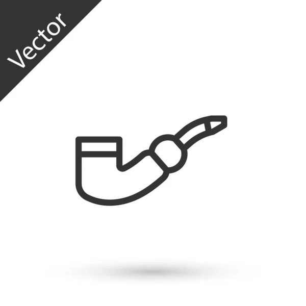 회색 라인 흡연 파이프 아이콘은 흰 배경에서 분리되었습니다. 담배 파이프. Vector — 스톡 벡터