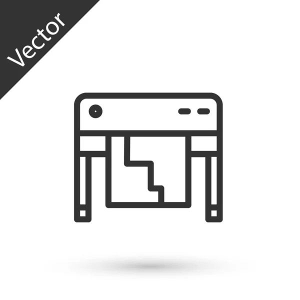 Grey line Plotter icon isolated on white background. Large format multifunction printer. Polygraphy, printshop service. Vector — Vector de stock
