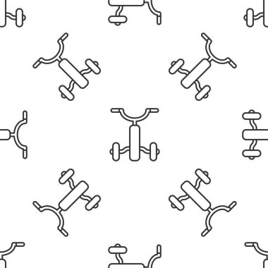 Çocuk ikonu için gri çizgi bisiklet beyaz arka planda izole edilmiş pürüzsüz desen. Vektör