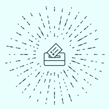 Gri arka planda izole edilmiş zarflı oy sandığı ya da oy sandığı. Soyut çember rastgele noktalar. Vektör