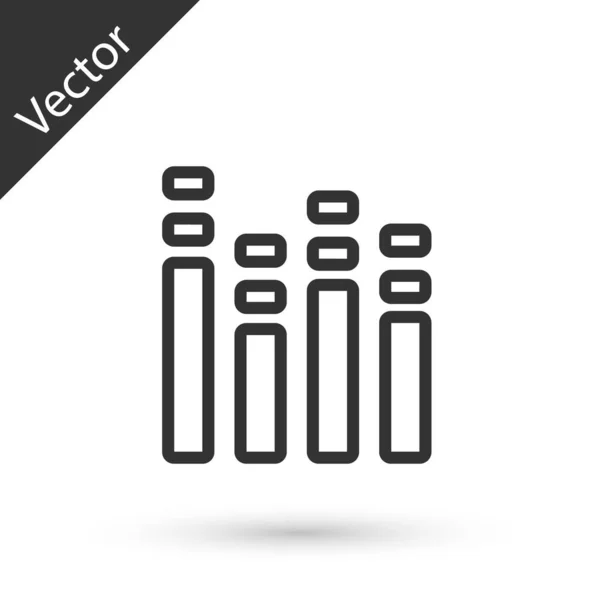 Linha cinza Ícone do equalizador de música isolado no fundo branco. Onda sonora. Tecnologia de equalizador digital de áudio, painel de console, música de pulso. Vetor — Vetor de Stock