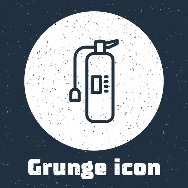 Grunge line Fire extinguisher icon isolated on grey background. Monochrome vintage drawing. Vector — Vector de stock