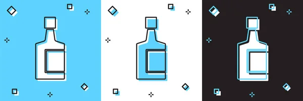 Set icône bouteille de tequila isolé sur fond bleu et blanc, noir. Boisson mexicaine. Vecteur — Image vectorielle