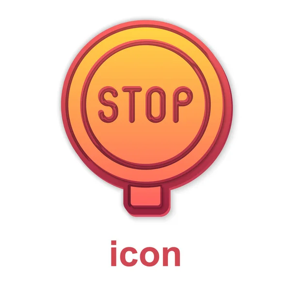 Gold Stop sign icon isolated on white background. Traffic regulatory warning stop symbol. Vector — Stock Vector