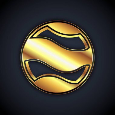 Altın Gezegen simgesi siyah arkaplanda izole edildi. Vektör