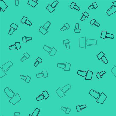 Yeşil arkaplanda siyah çizgi masa lambası ikonu izole edilmiş kusursuz desen. Masa lambası. Vektör