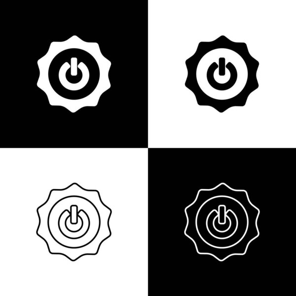 Set Power button icon isolated on black and white background. Start sign. Vector