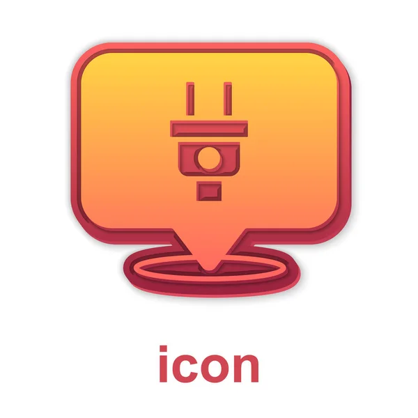 Złota ikona wtyczki elektrycznej izolowana na białym tle. Koncepcja podłączenia i odłączenia elektryczności. Wektor — Wektor stockowy