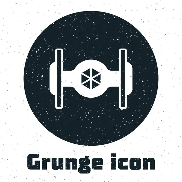 Icono de nave cósmica Grunge aislado sobre fondo blanco. Dibujo vintage monocromo. Vector — Vector de stock