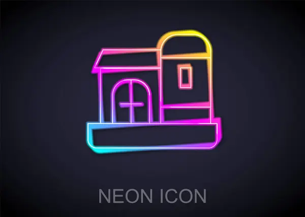 Świecące neon linii Farm house ikona izolowana na czarnym tle. Wektor — Wektor stockowy