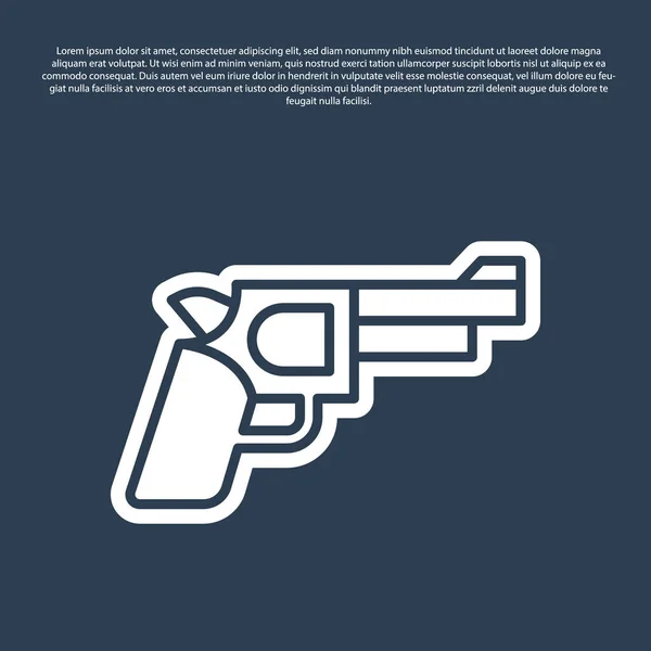 Ligne bleue Pistolet ou icône de pistolet isolé sur fond bleu. Police ou arme de poing militaire. Petite arme à feu. Vecteur — Image vectorielle