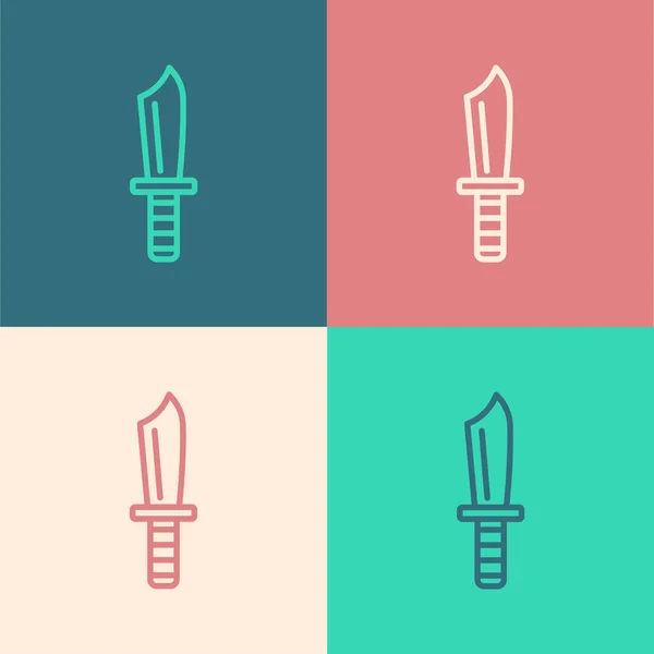 Поп-арт линии Военный нож значок изолирован на цветном фоне. Вектор — стоковый вектор