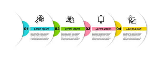 Fije la línea Objetivo,, Bandera y Escalera con bandera de meta. Plantilla de infografía empresarial. Vector — Vector de stock