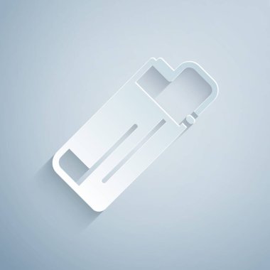 Kağıt kesiği Aydınlık simgesi gri arkaplanda izole edildi. Kağıt sanatı tarzı. Vektör