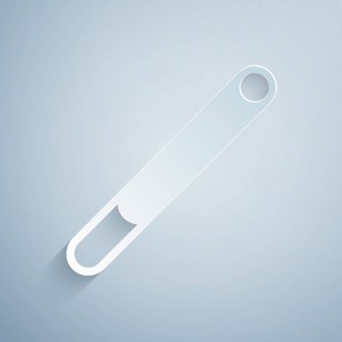 Kağıt kesiği, gri arkaplanda izole edilmiş sigara simgesi. Tütün tabelası. Sigara içme sembolü. Kağıt sanatı tarzı. Vektör