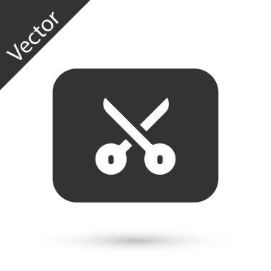 Gri Müzik veya video düzenleme simgesi beyaz arkaplanda izole edildi. Vektör