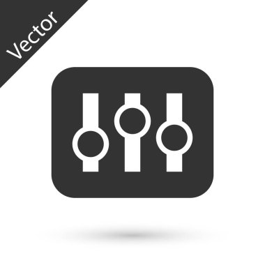 Gri Ses Karıştırıcı simgesi beyaz arkaplanda izole edildi. DJ ekipman kaydırma düğmeleri. Konsol karıştırılıyor. Vektör