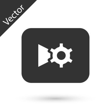 Gri Müzik veya video ayarları simgesi beyaz arkaplanda izole edildi. Vektör