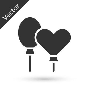 Beyaz arka planda izole edilmiş kurdele ikonu olan gri balonlar. Vektör