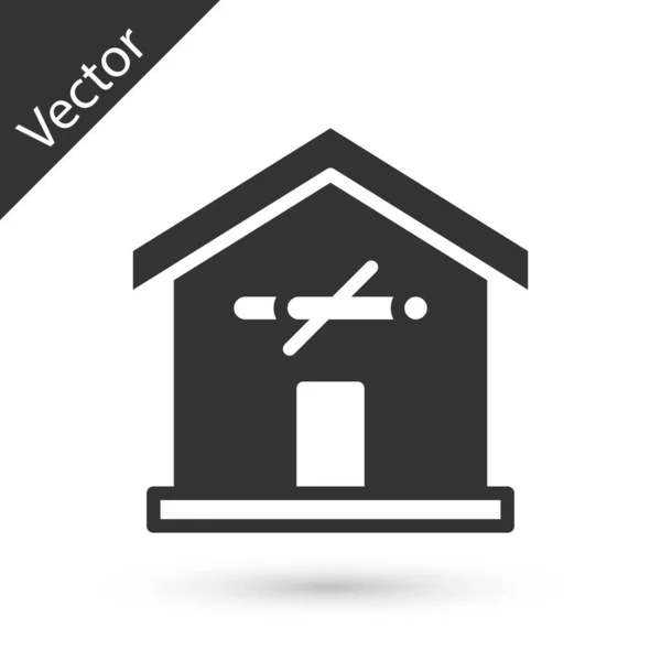 Grey Smoking Home Icon Isolated White Background Area Smoking House — Stock Vector