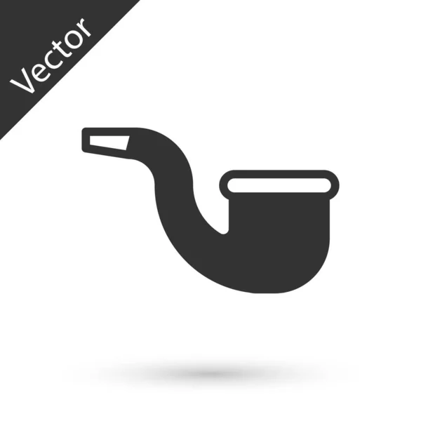 Gris Hay Pipa Fumar Icono Aislado Sobre Fondo Blanco Fumes — Vector de stock